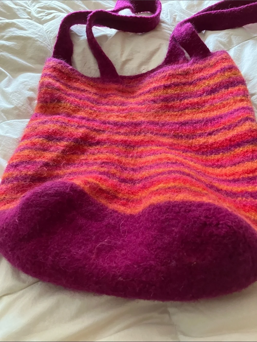 Felted Wool bag for beach or market or overnights huge 19” hand made wool
